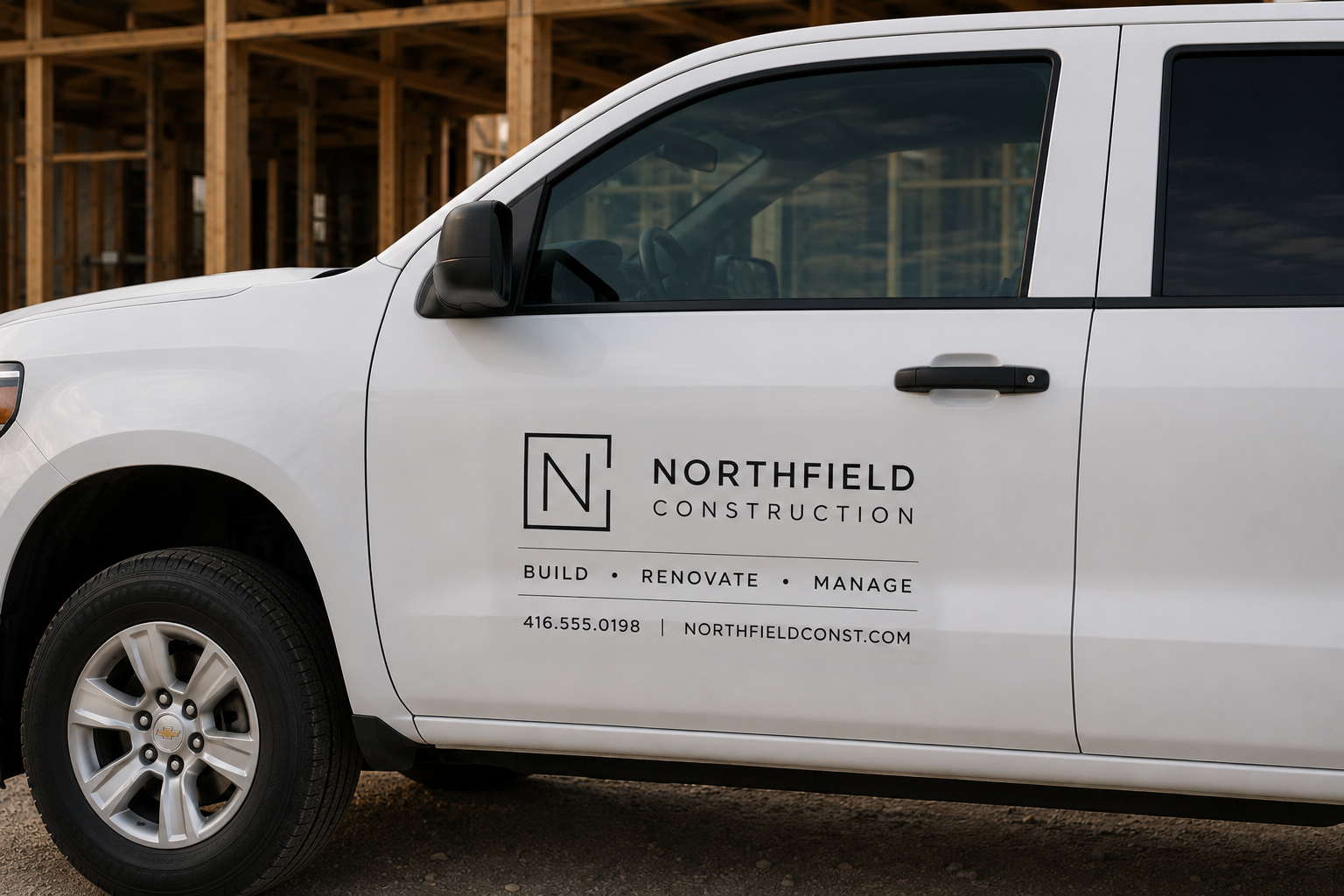 Northfield Construction truck door logo decal