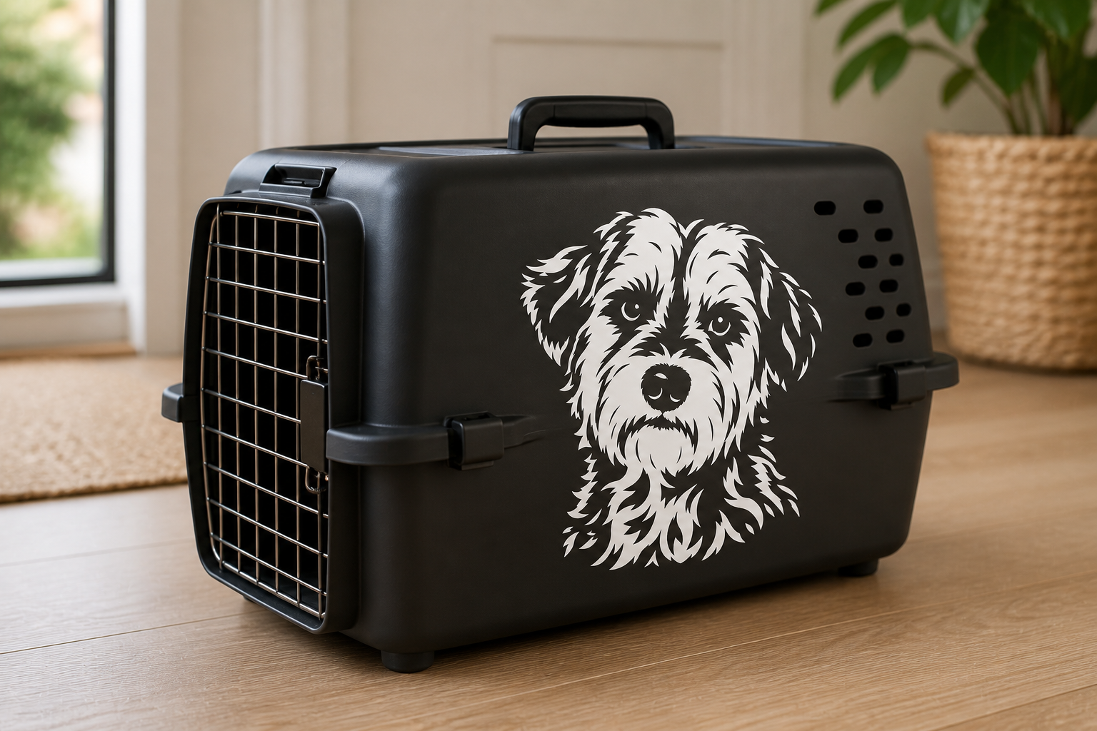 Sherlock decal on a travel crate