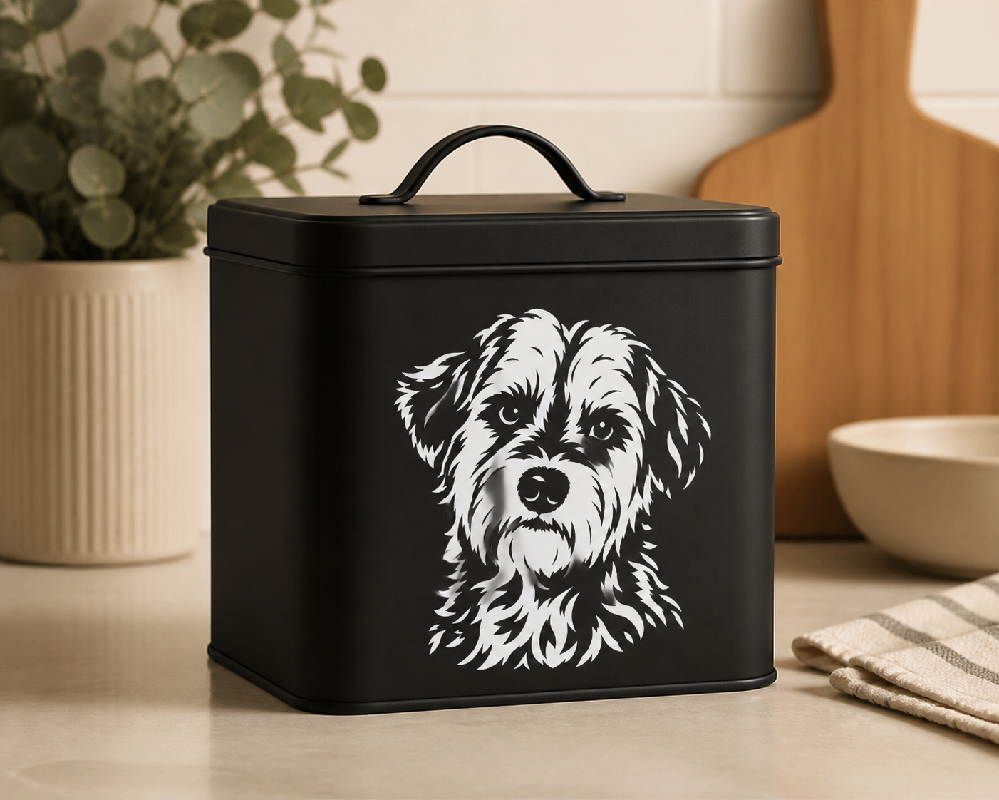 Sherlock decal on a treat container