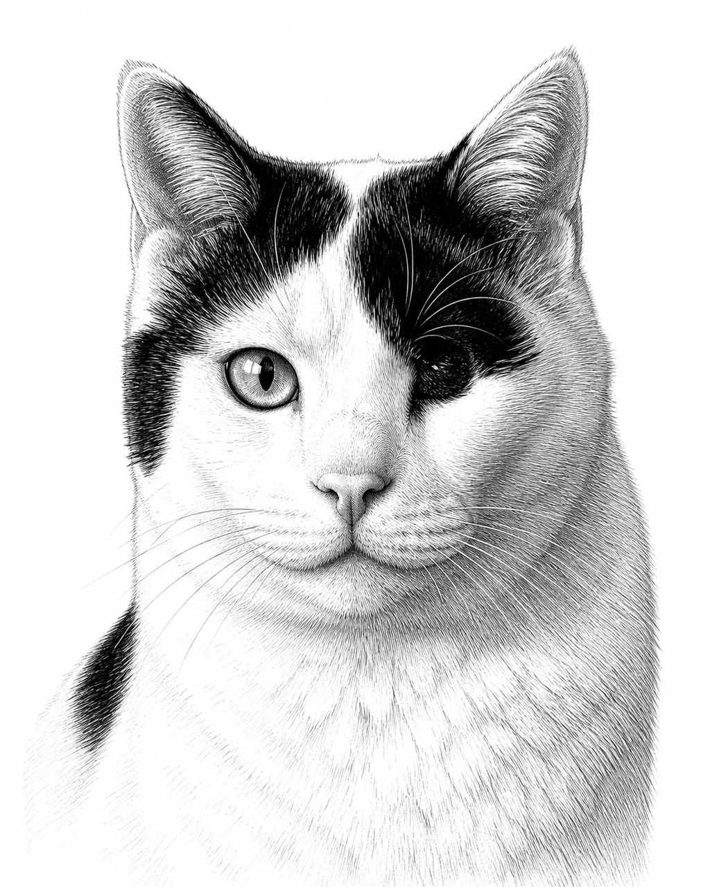 Finished black-and-white portrait of Gatsby