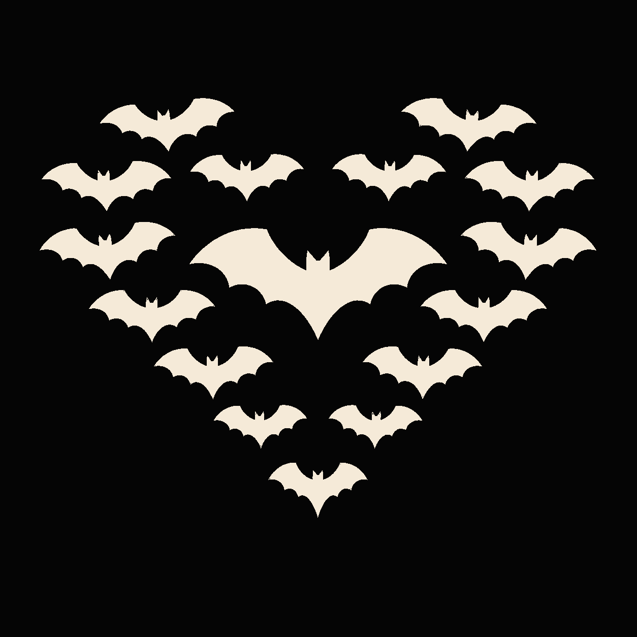 A heart shape made from bats on a dark vehicle window