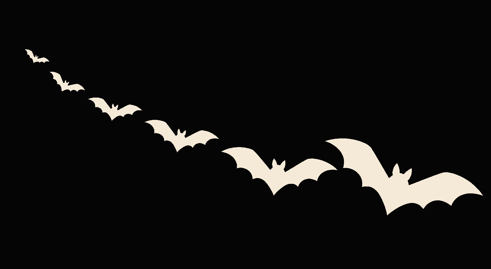 A trail of bats sweeping away from a dark vehicle side mirror