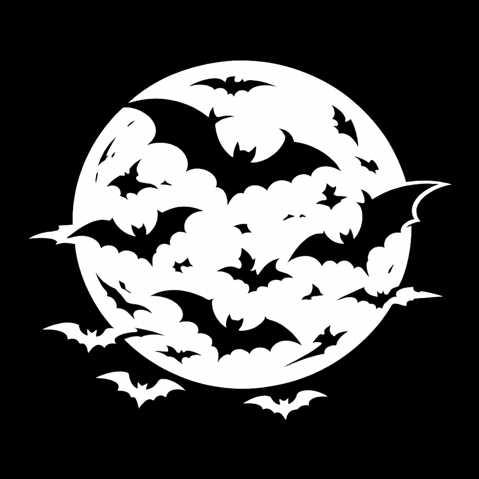 Moon with Bats Decal flat decal artwork