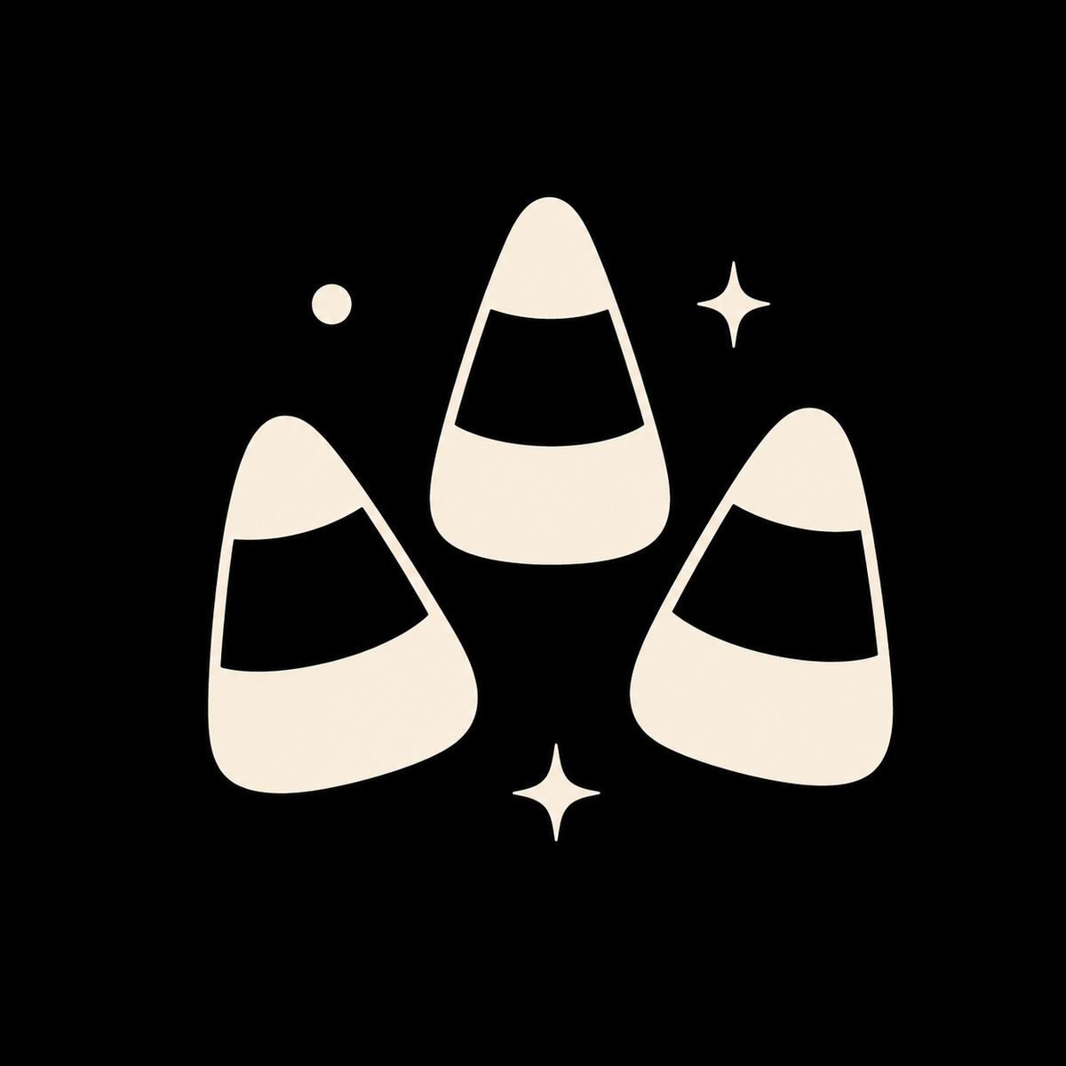 Candy corn trio decal on a dark vehicle window