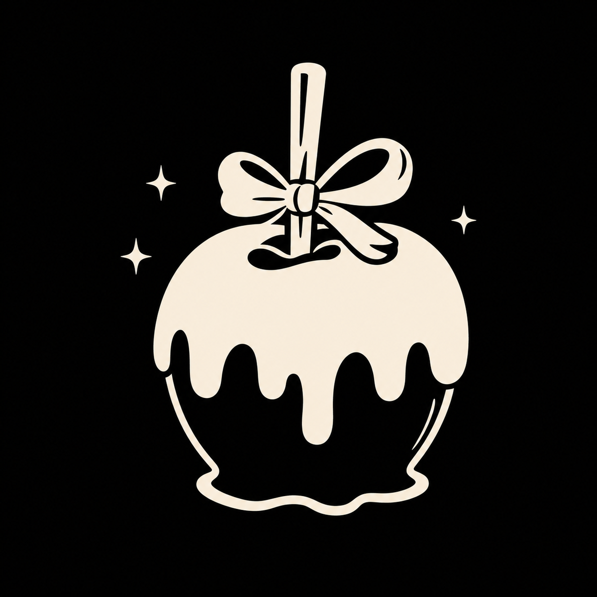 Caramel apple decal on a dark vehicle window