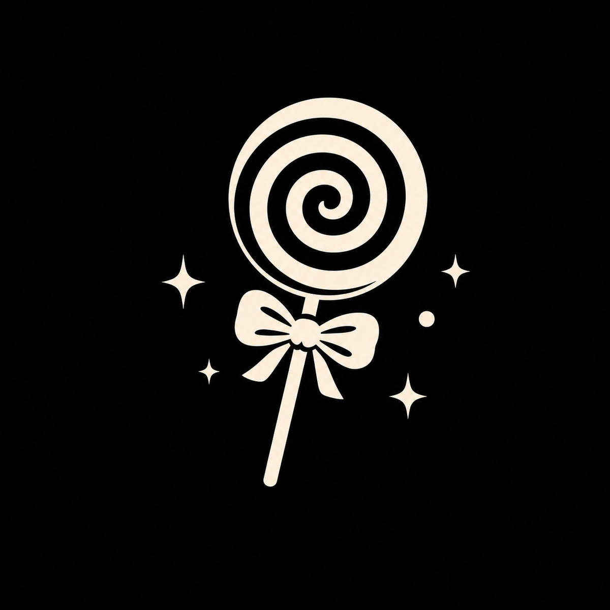 Swirled lollipop decal on a dark vehicle window