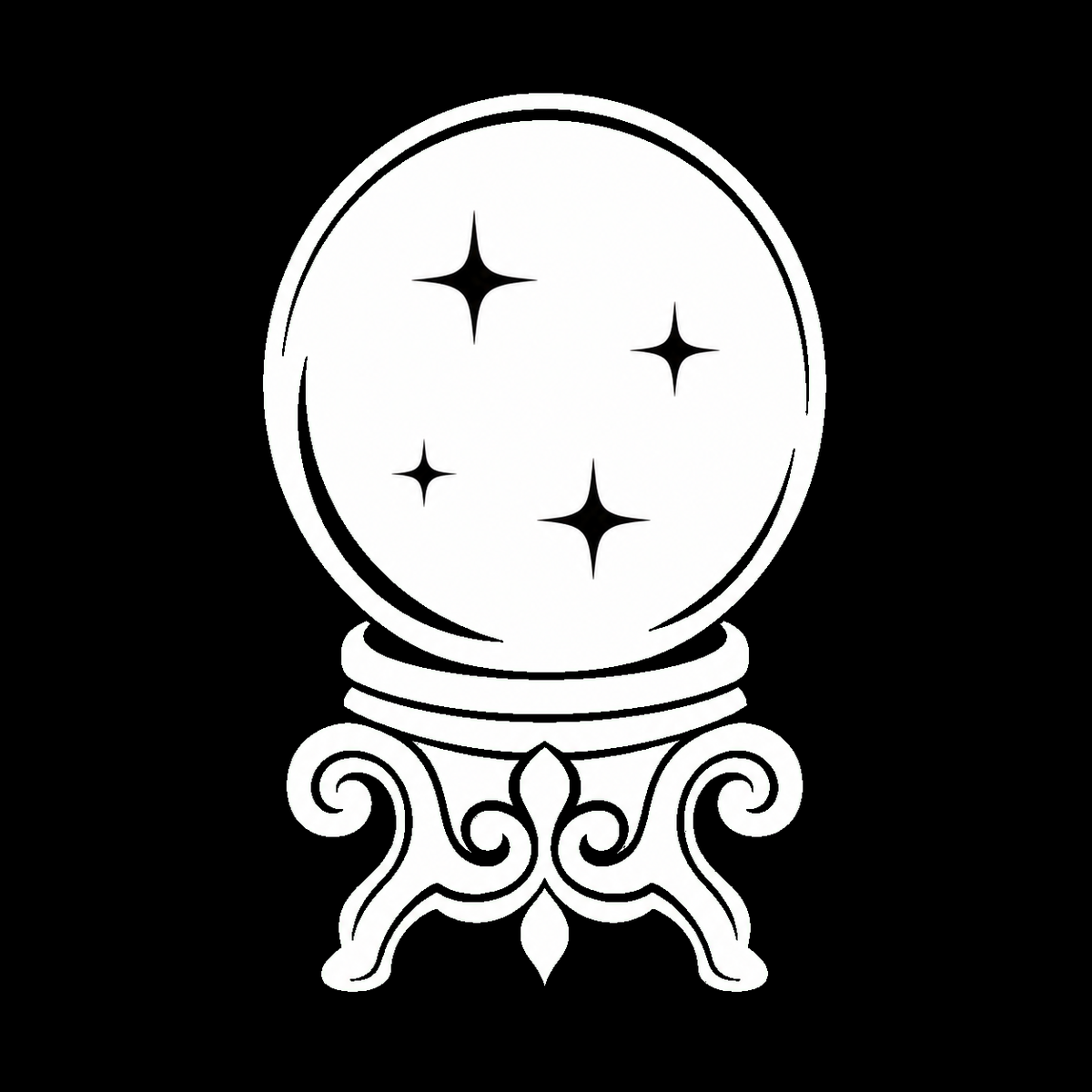 Crystal ball decal on a dark vehicle window