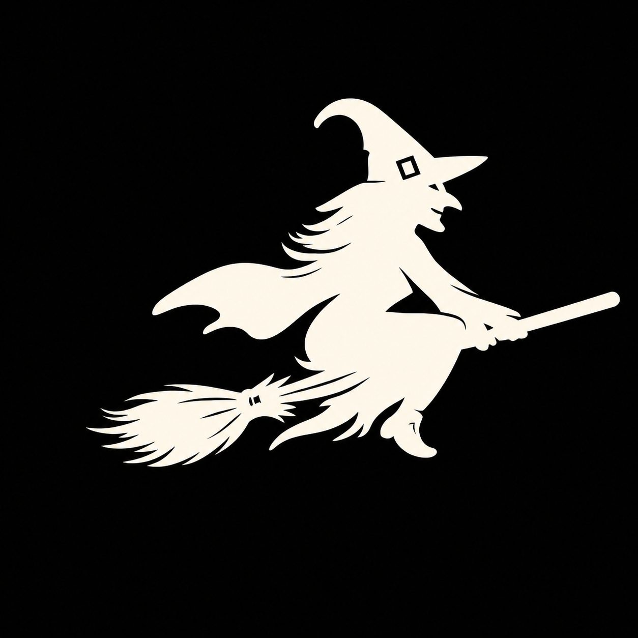 Flying witch on a broom decal on a dark vehicle window