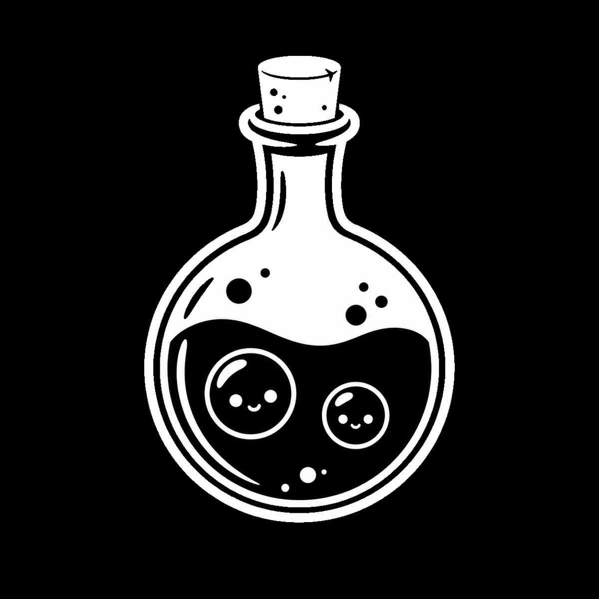 Potion bottle decal on a dark vehicle window