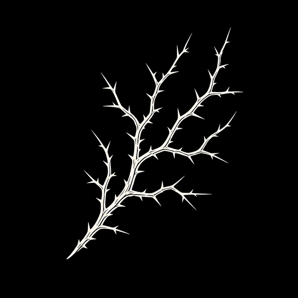Detailed thorn branch decal on a dark vehicle window