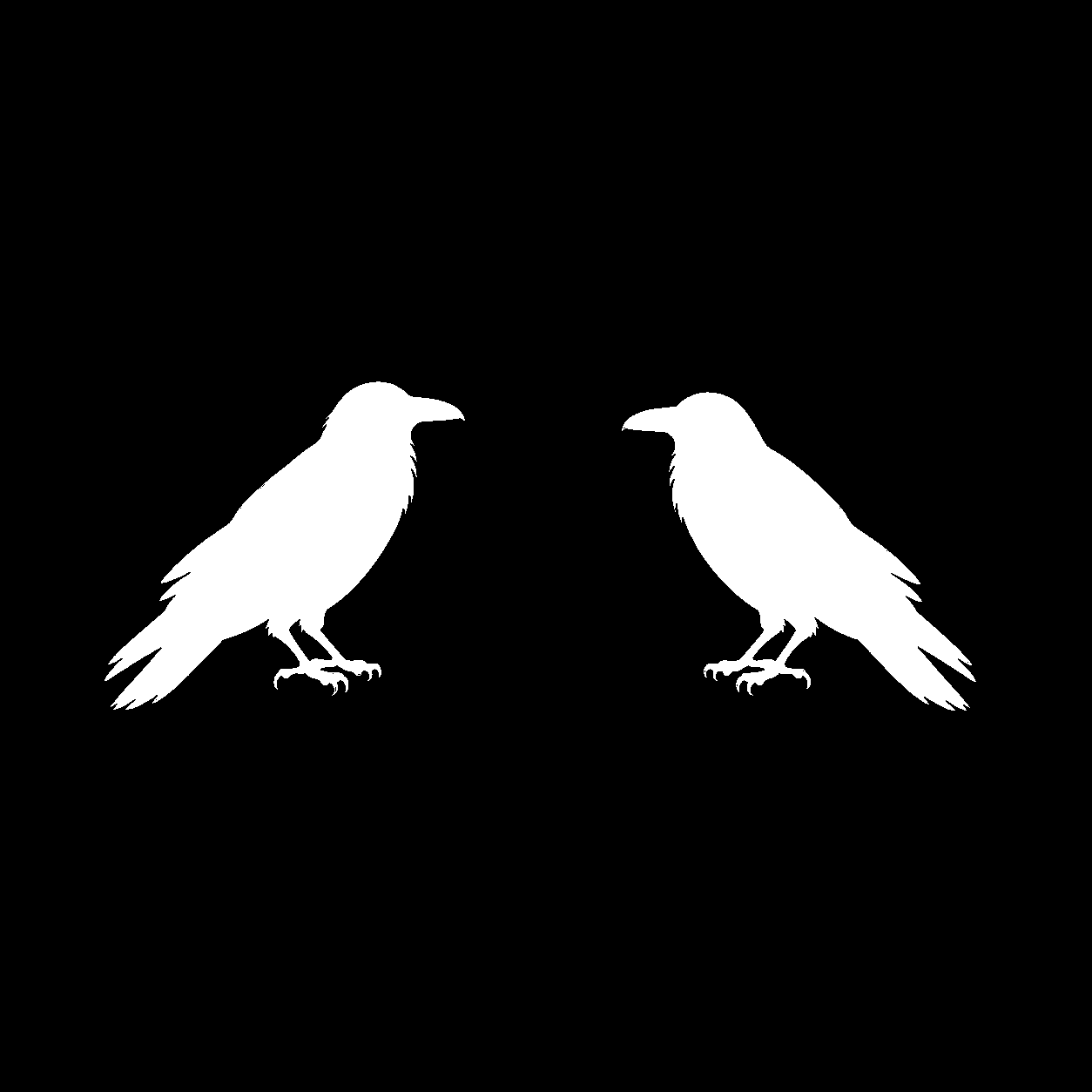 tiny ravens decal on a dark vehicle window