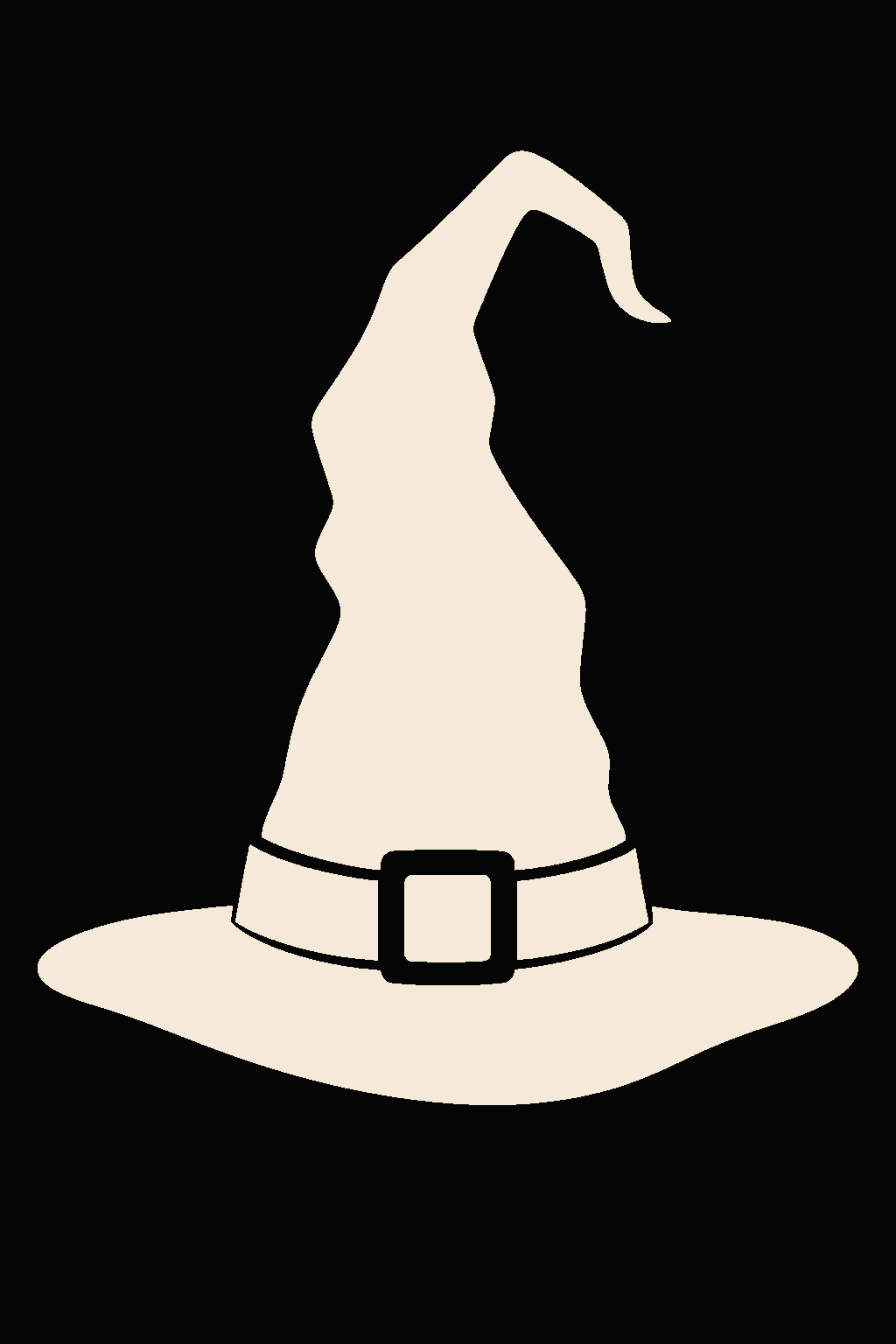 witch hat decal on a dark vehicle window