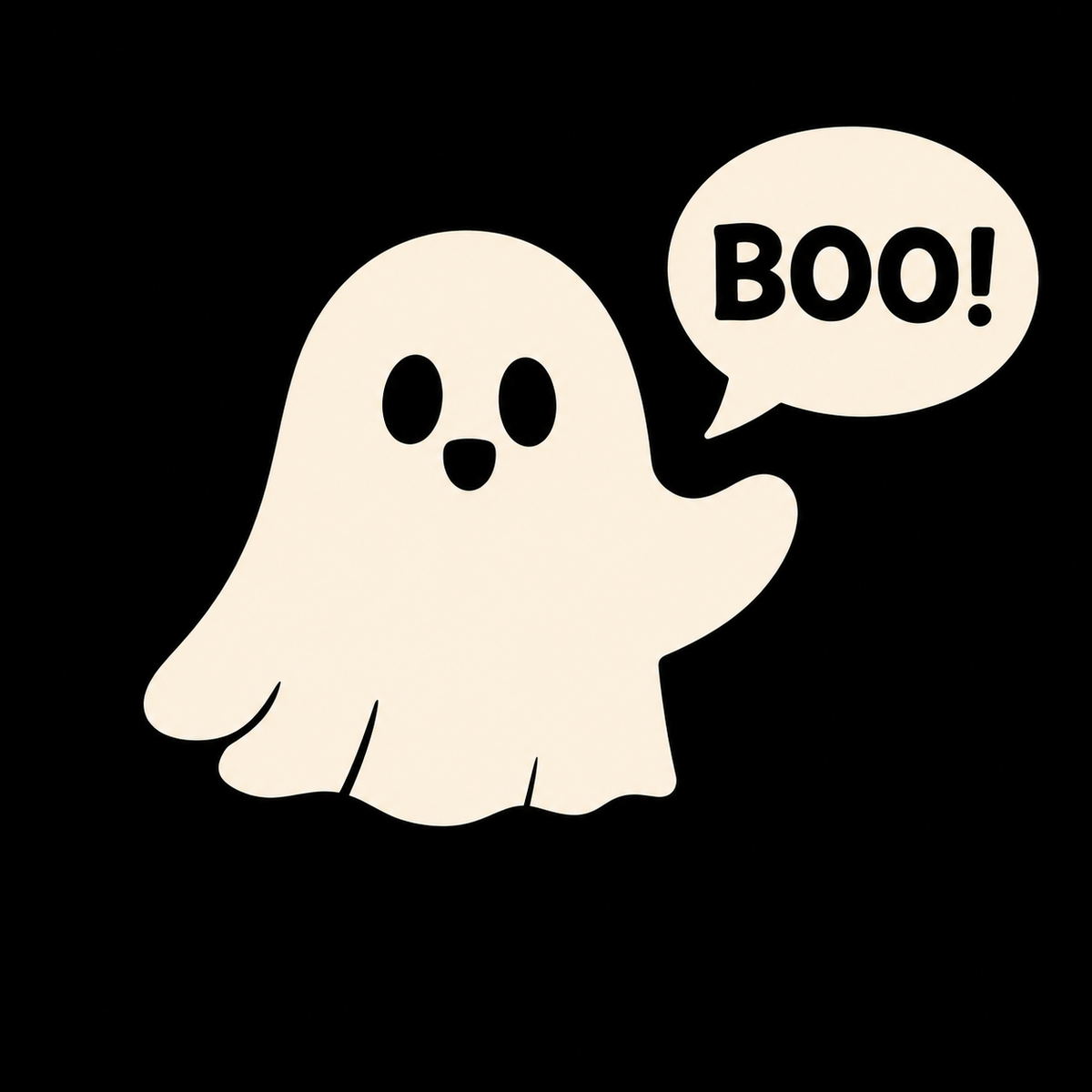 Cute waving ghost with Boo speech bubble decal on a dark vehicle window