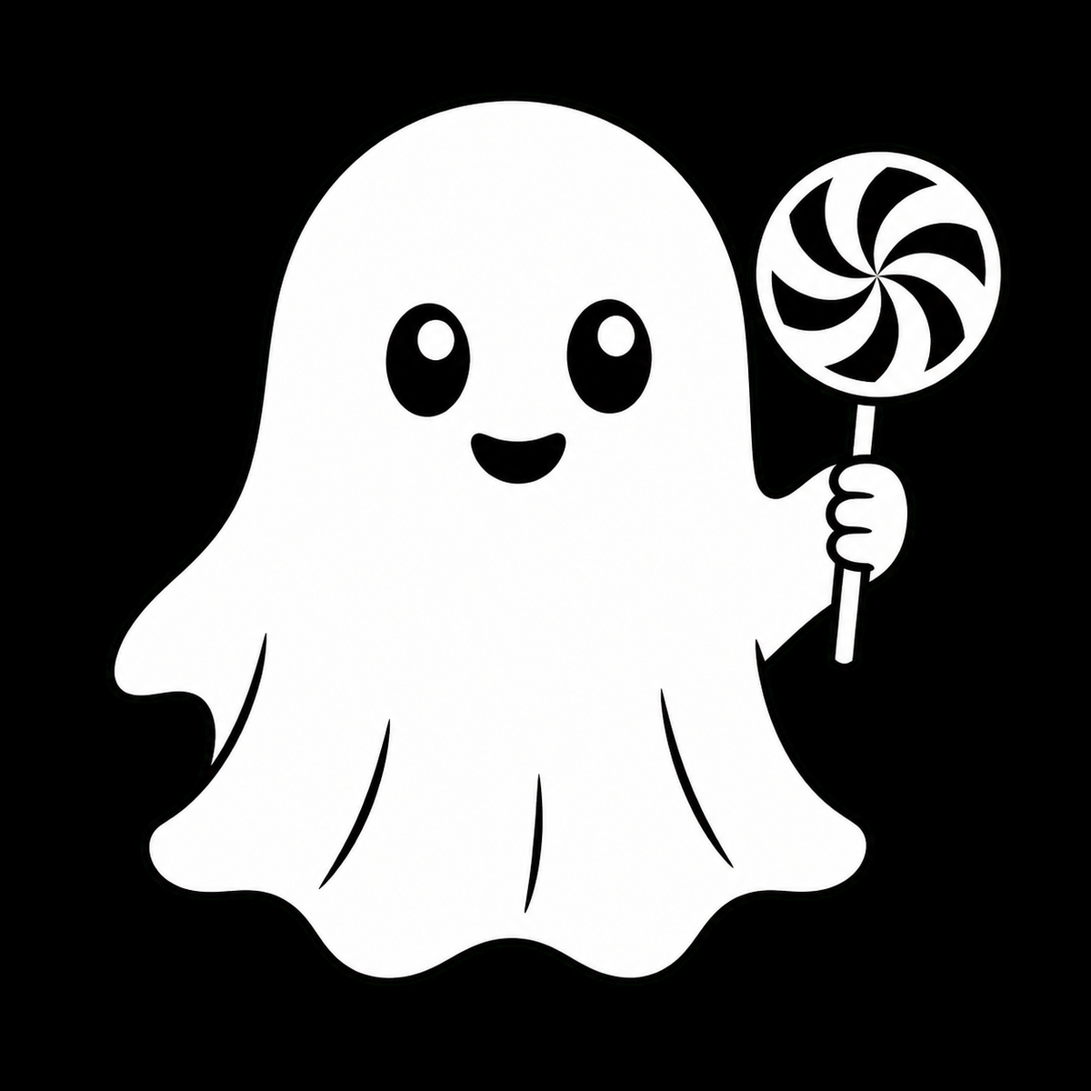 Cute ghost holding a lollipop decal on a dark vehicle window