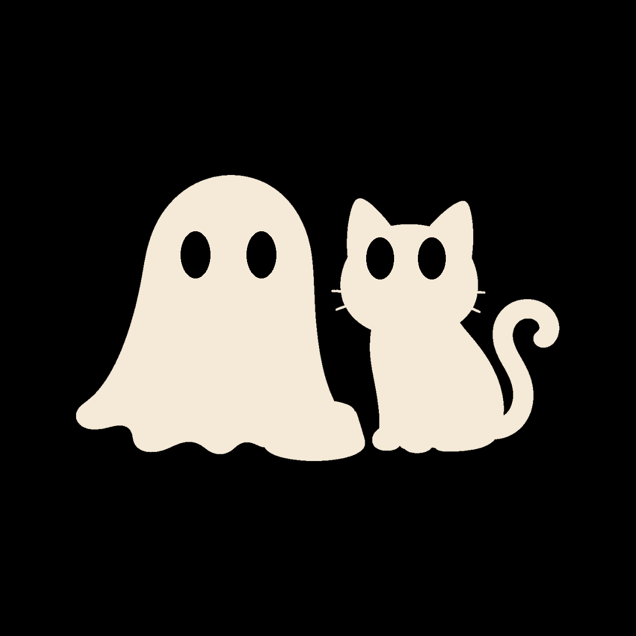Cute ghost with black cat decal on a dark vehicle window