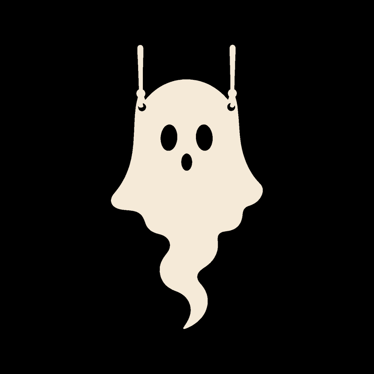 Cute hanging ghost decal on a dark vehicle window