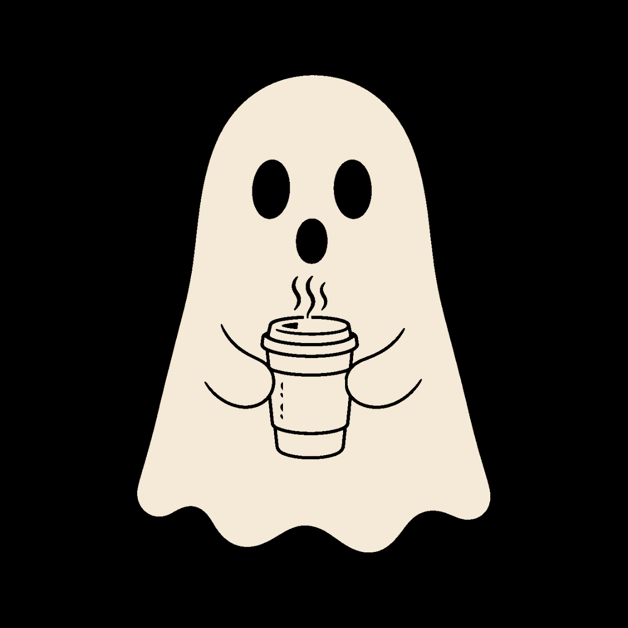 Cute coffee ghost decal on a dark vehicle window