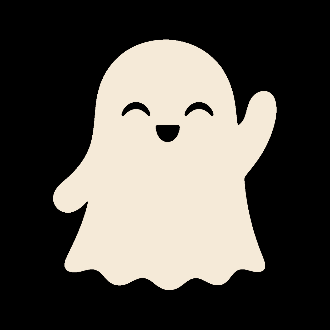 Cute waving ghost decal on a dark vehicle window