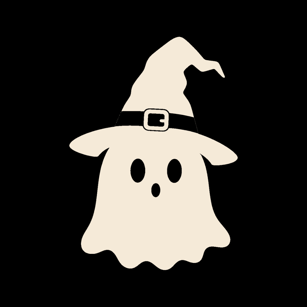Cute witch hat ghost decal on a dark vehicle window