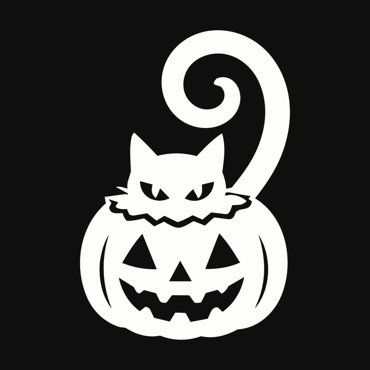 Warm ivory pumpkin cat decal on a dark vehicle window