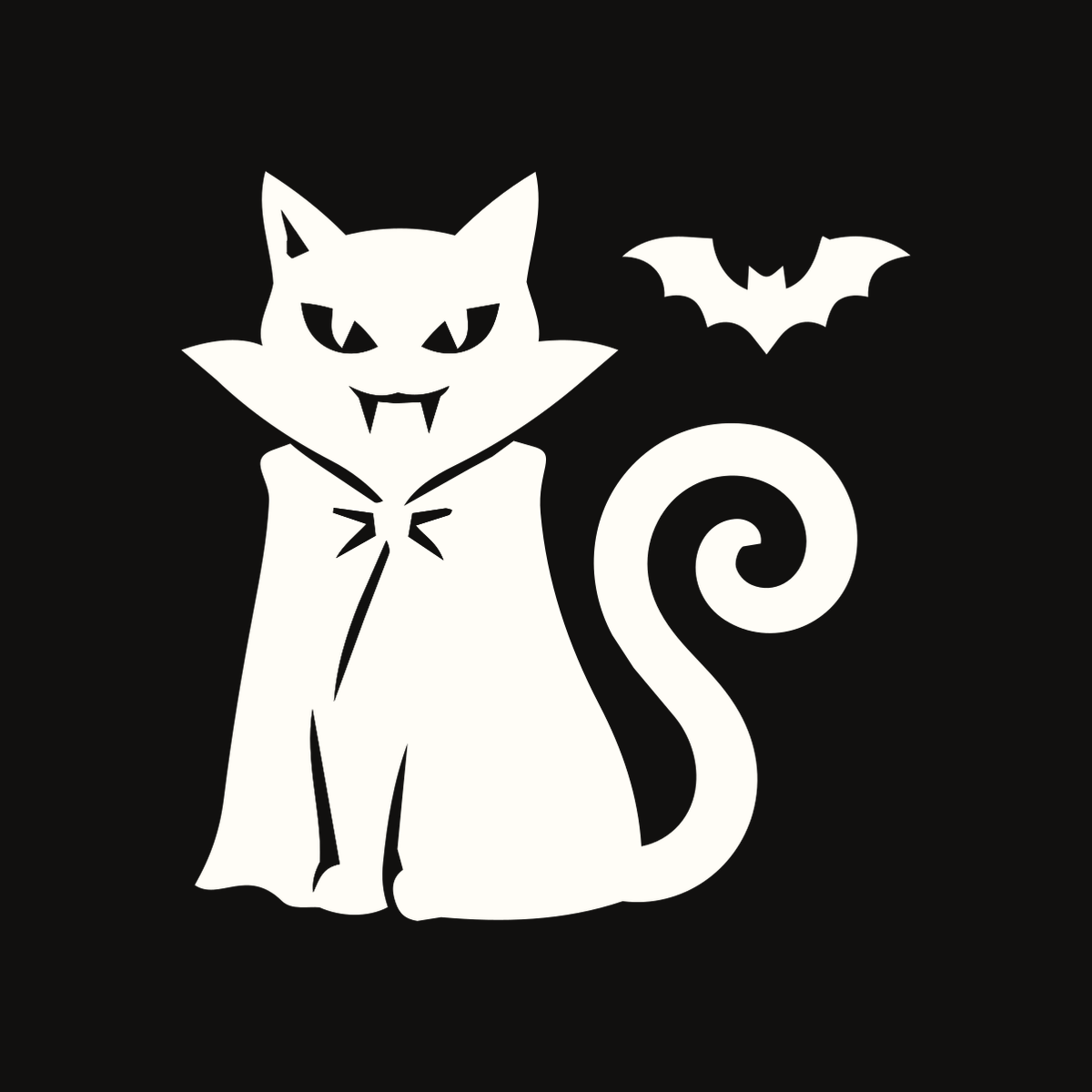 Bow-Tie Cat & Bats Decal decal artwork