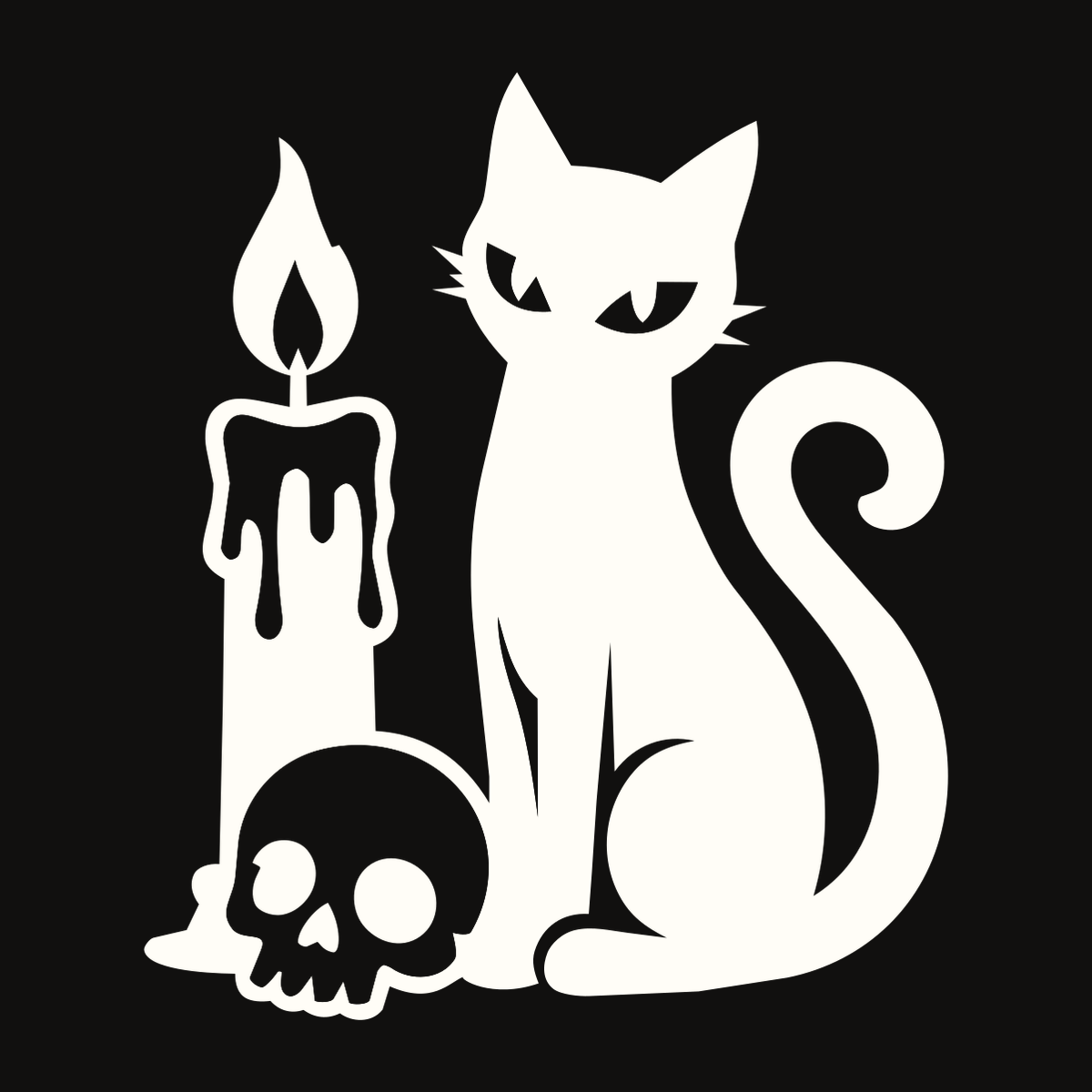 Candle, Skull & Cat Decal decal artwork