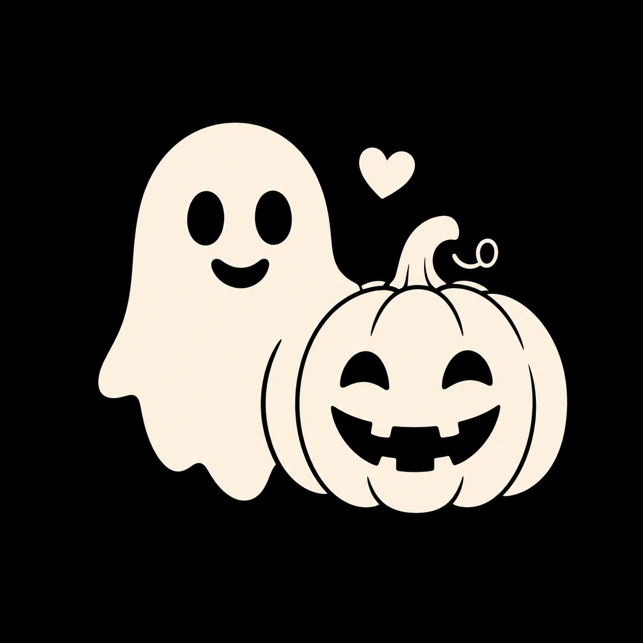 Warm ivory pumpkin and friendly ghost decal on a dark vehicle window
