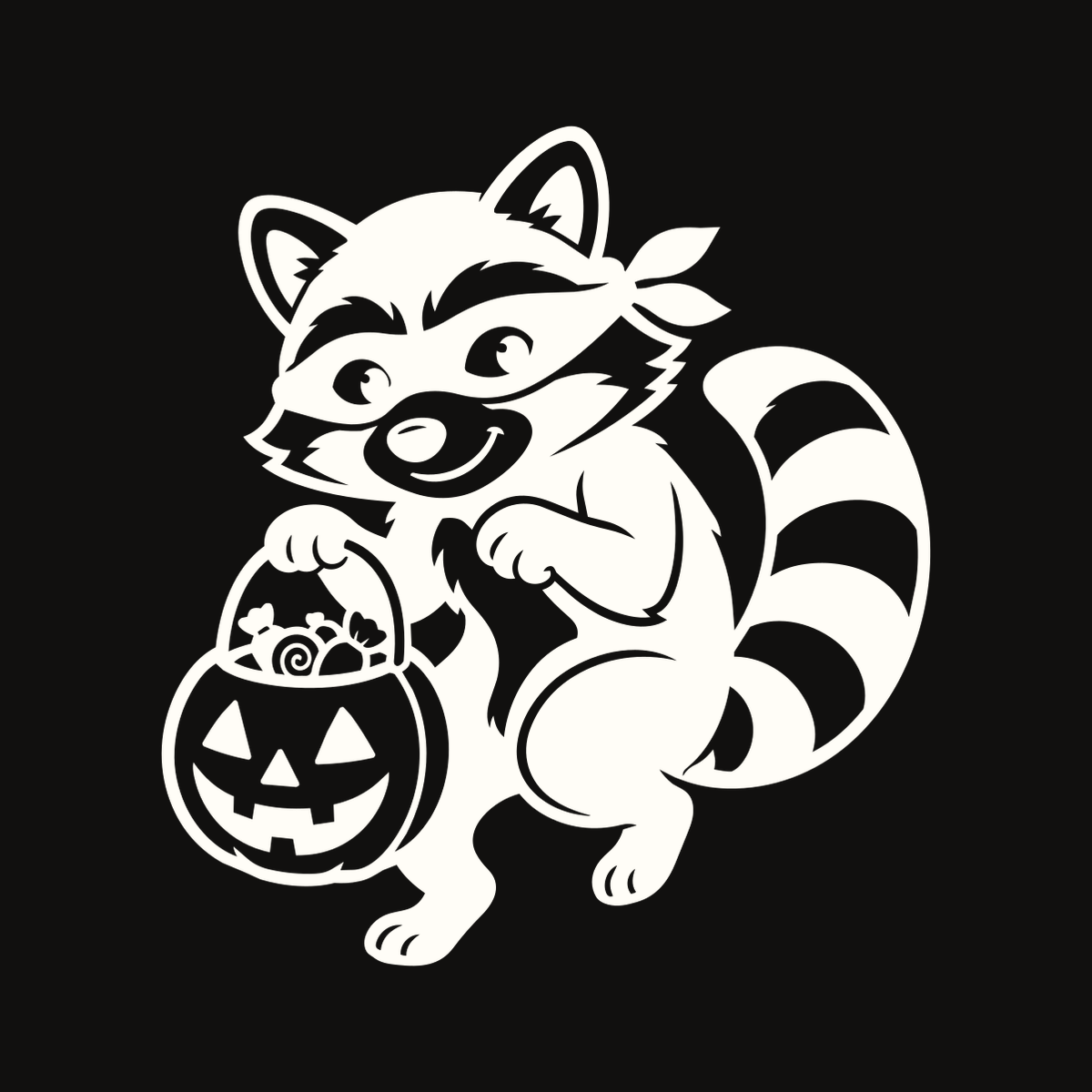 Trick-or-Treat Bandit Raccoon Decal decal artwork
