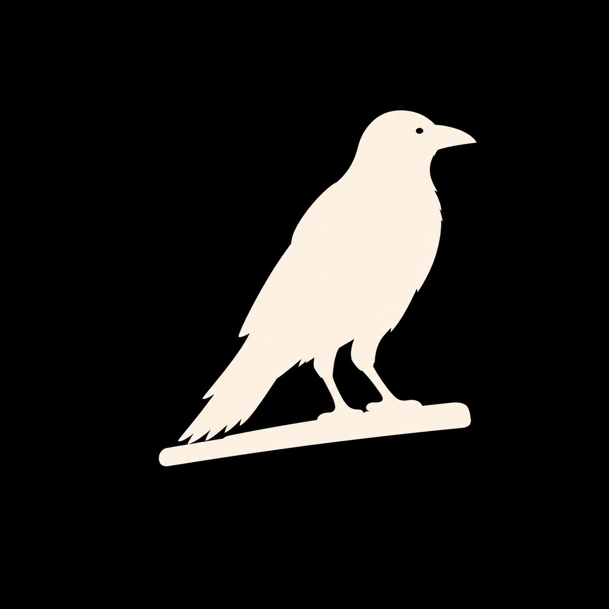 Warm ivory raven decal positioned above a dark vehicle rear-window wiper
